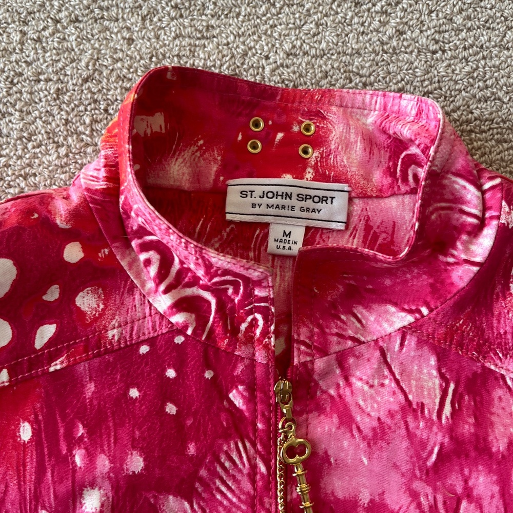 Fun, multicolored St John Sport zip jacket with stand collar. Like new, M - Picture 5 of 8
